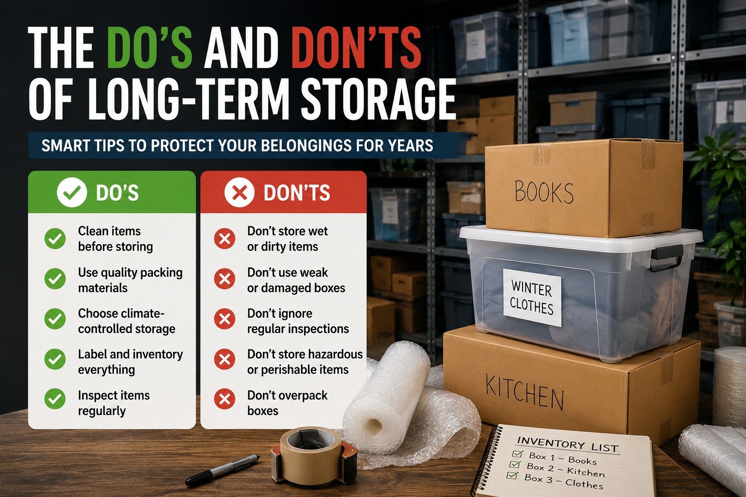 Long-term storage tips for self storage units